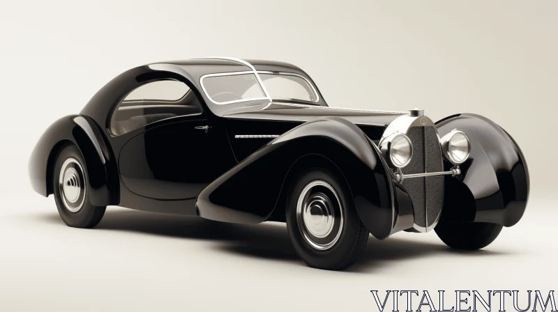 Vintage Black Car with Art Deco Design and Precise Detailing AI Image