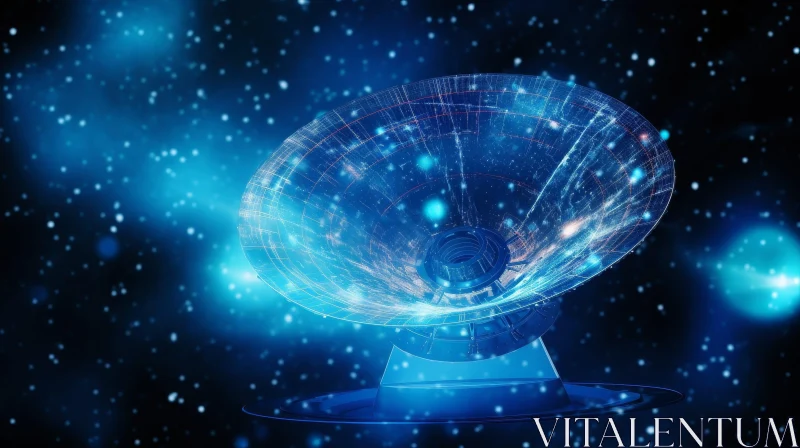 Blue and White Satellite Dish Illustration in Starry Night Sky