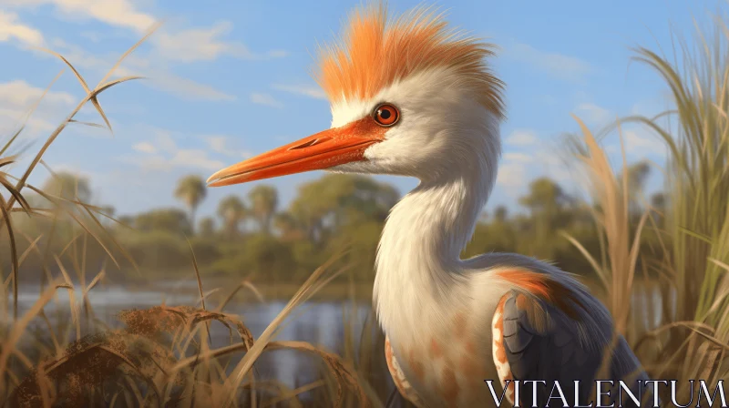 Captivating Bird in Tall Grass: A Tribute to Prehistoricore and Kushan Empire AI Image
