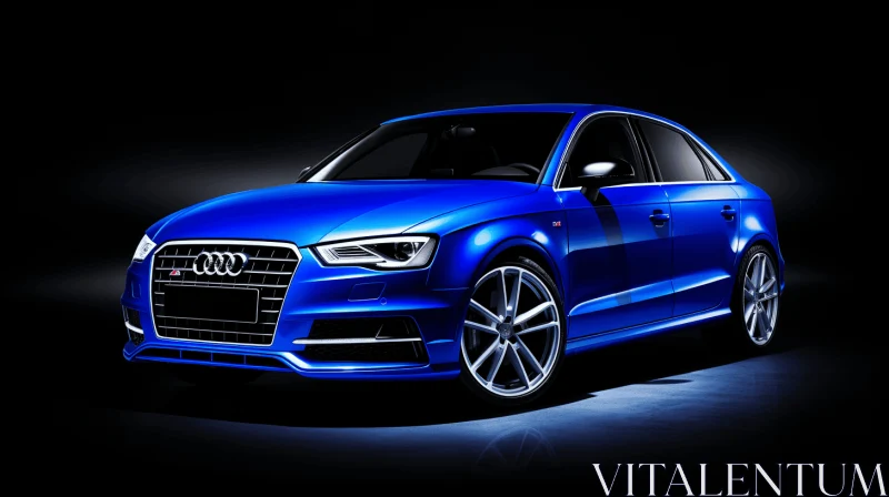 Captivating Blue Audi Sedan in Hyperrealistic Illustration AI Image