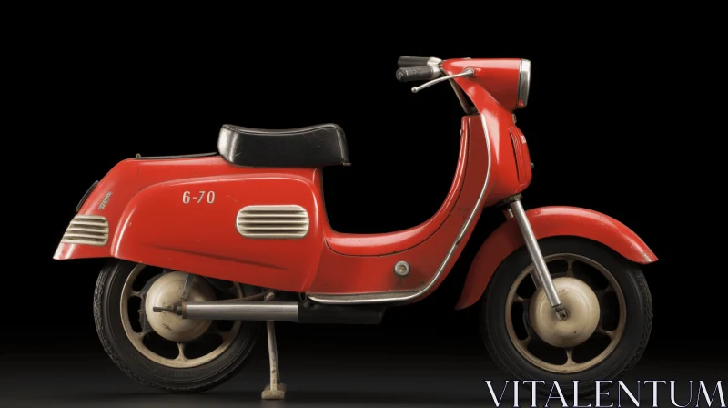Captivating Red Scooter on a Dark Background - Elegance and Nostalgia AI Image