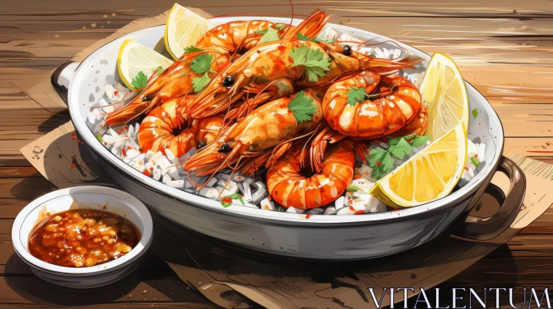 Delicious Shrimp Still Life on White Rice AI Image