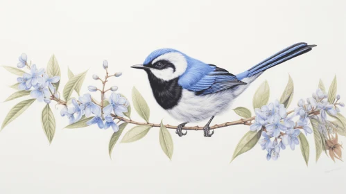 Exquisite Blue Bird Painting: An Ode to Australian Wildlife