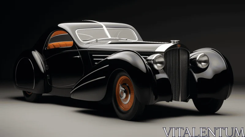 Vintage Black and Orange Classic Car in Art Deco Futurism Style AI Image