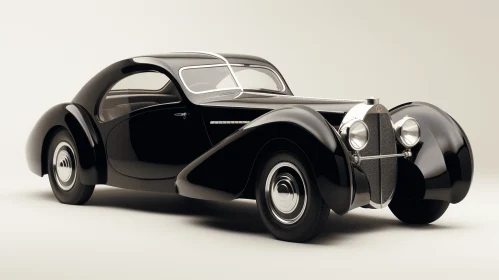 Vintage Black Car with Art Deco Design and Precise Detailing