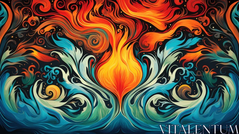 Captivating Fire and Water Flower Art | Intricate Woodcut Designs AI Image