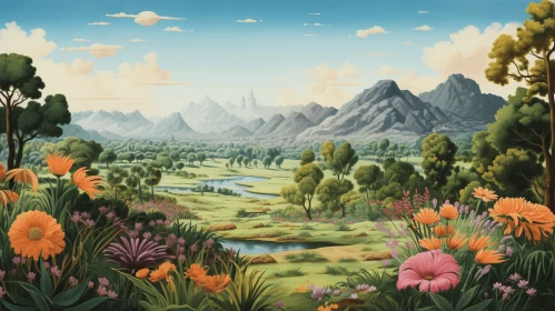Captivating Valley Painting: Serene Nature's Beauty