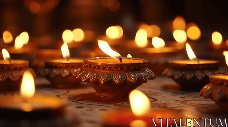 Enchanting Diwali Candles: A Captivating Tabletop Display AI Image