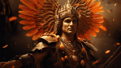 Ancient Indian with Crown and Feathers | Unreal Engine 5 | Mesoamerican Influences