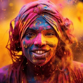 Vibrant Holi Celebration Portrait | Explosive Expressionism
