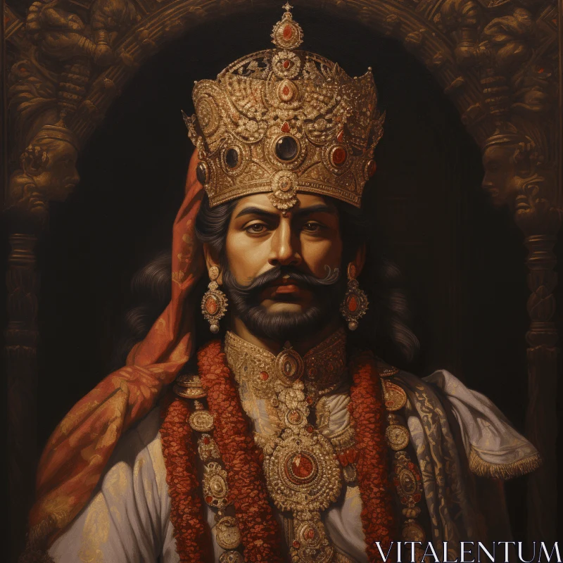Captivating Painting of an Indian King | Hyperrealistic Fantasy Art AI Image