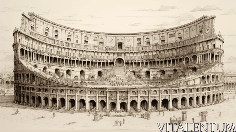 Golden-Ceilinged Roman Stadium in Rome: A Captivating Renaissance Perspective AI Image