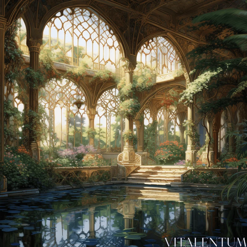 Delicately Detailed Fantasy Architecture in a Serene Jungle Setting AI Image