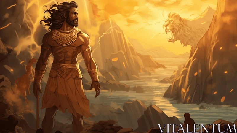 Illustration of a Majestic Man in Gorakh's Kingdom | Aggressive Digital Art AI Image