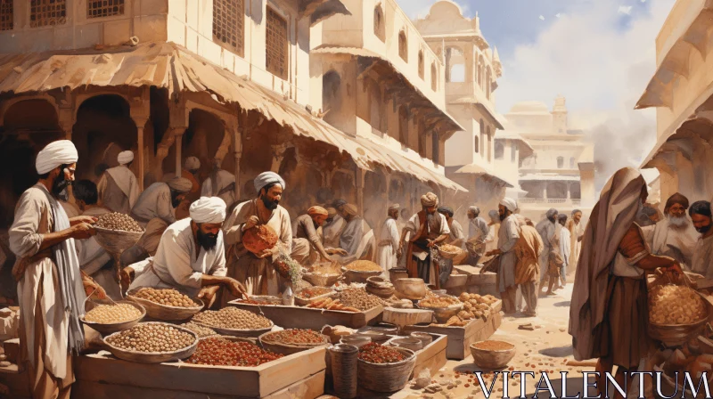 Captivating Street Market Scene in India | Cultural Diversity and Traditional Craftsmanship AI Image