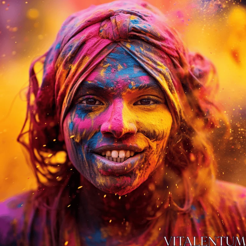 Vibrant Holi Celebration Portrait | Explosive Expressionism AI Image