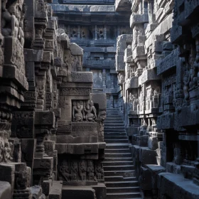Intricately Sculpted Stone Stairs in Hindu Art and Architecture