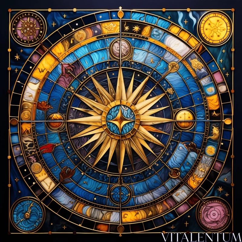 Stained Glass Art with Stars and Religious Symbols | Intricately Mapped Worlds AI Image