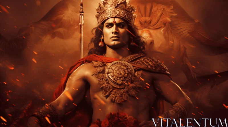 Majestic Indian King in Cinema4D: A Captivating Depiction of Heroic Masculinity AI Image