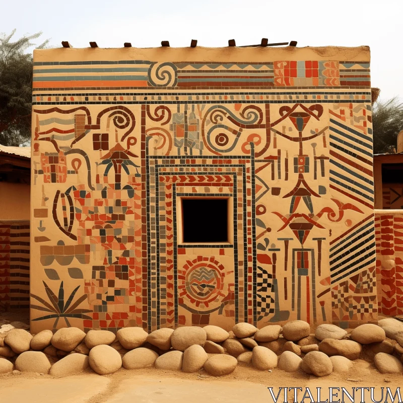 Captivating Ancient World Motifs: Painted House in the Desert AI Image