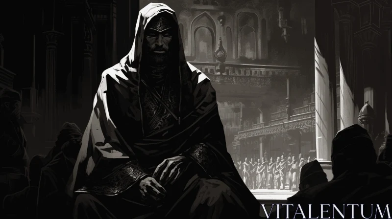 Captivating Concept Art: Mysterious Figure in Black Robes AI Image