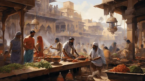 Vibrant Indian Folk Vegetable Market Painting | Historical Significance