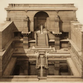 Neo-Classical Symmetry in Ancient Temple - Architectural Art