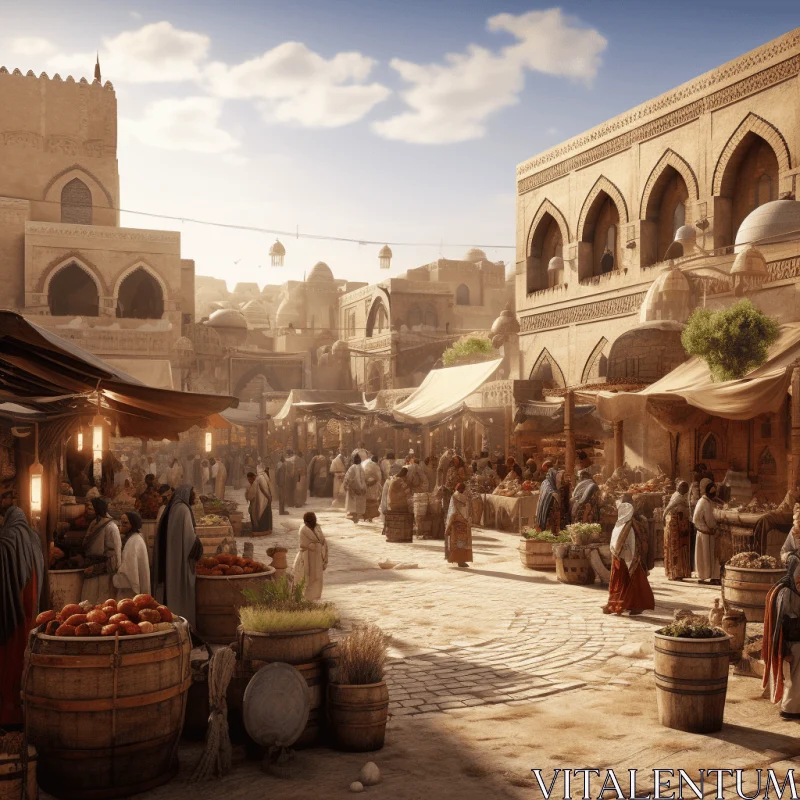 Ancient Marketplace Depiction | Vray Tracing Style | Sultan Mohammed AI Image