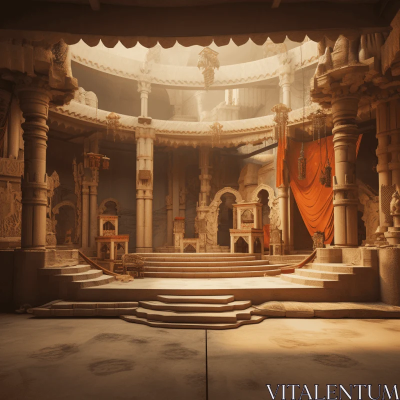 Captivating Interior of an Ancient Temple | Dark Orange and Light Gray AI Image