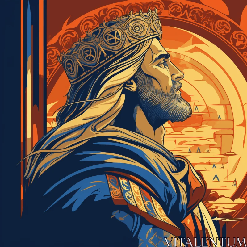 Retro-Futuristic Narnian King Illustration | 2D Game Art AI Image