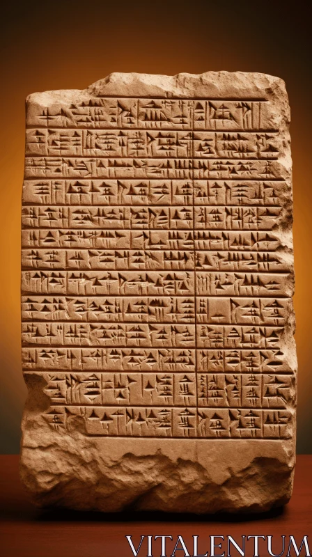 Detailed Stone Tablet with Exotic Subject Matter | Historical Documentation AI Image
