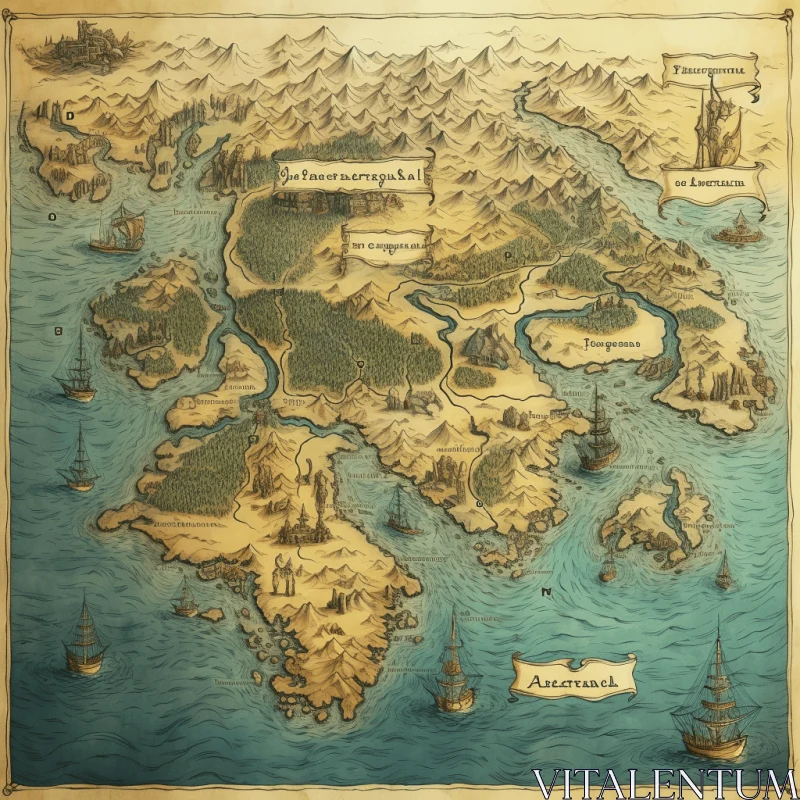 Eldorenas of the Great Throne: Dungeon Map in Fantasy Style AI Image