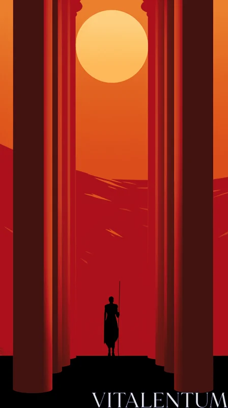 AI ART Red Book Poster - Captivating Minimalistic Landscapes