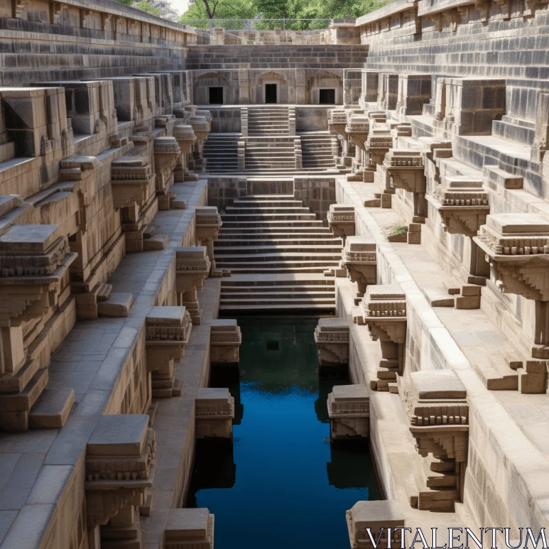 Enchanting Stone Canal: A Masterpiece of Hindu Art and Architecture AI Image
