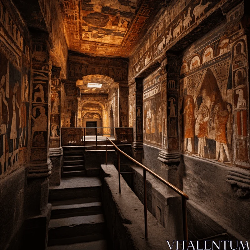 Majestic Ancient Building with Carvings and Stairs | Indian Scenes AI Image
