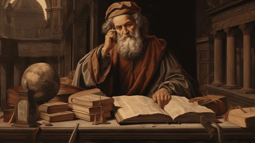Philosopher in Conversation: Renaissance Realism Inspired Artwork