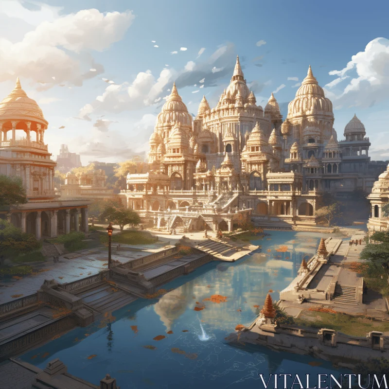 Futuristic Fantasy: Old Indian City with Monumental Architecture AI Image