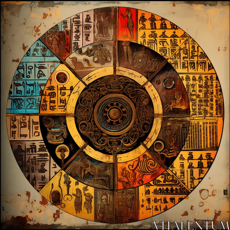 Egyptian and Asian Fusion: Depiction of the Wheel of Life AI Image