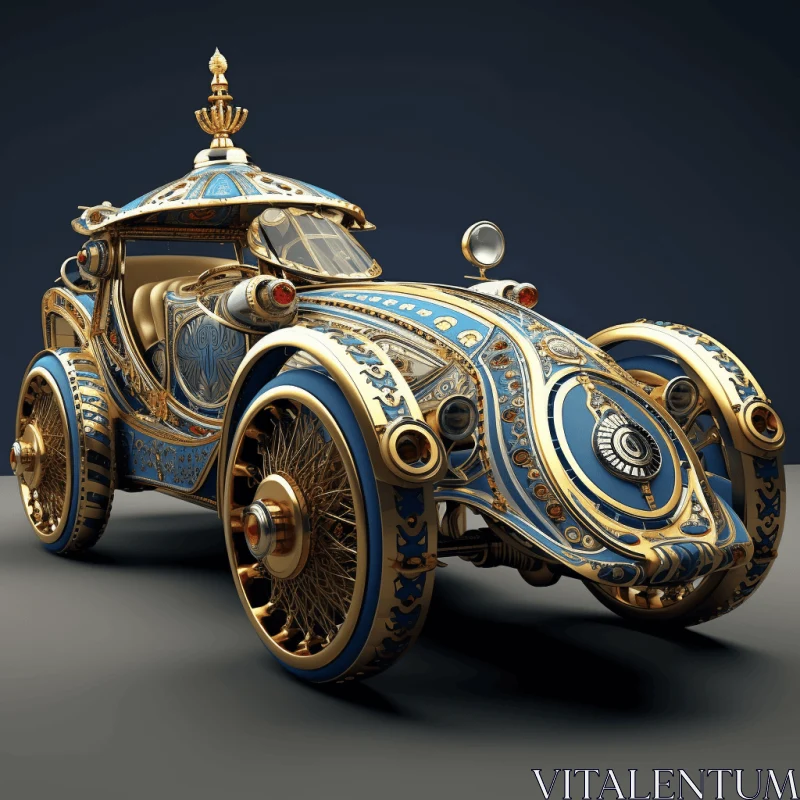 Elaborate and Ornate Car Illustration in Viennese Secession Style AI Image