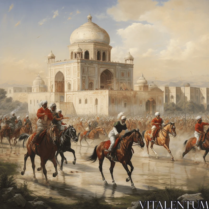 Powerful Horses and Brave Soldiers in Captivating Painting AI Image