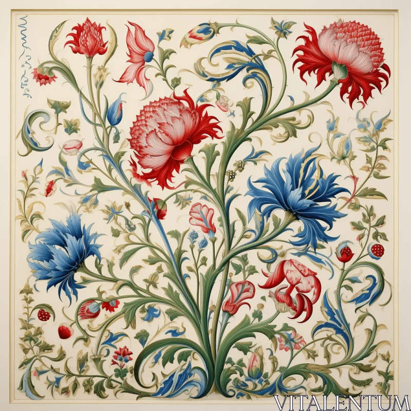 Exquisite Floral Design on a Panel | Germanic Art | Porcelain AI Image