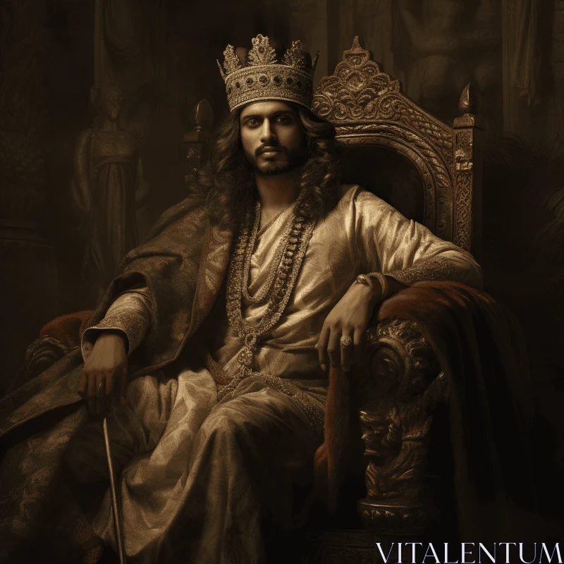 Captivating Indian King Portrait: Hellenistic Art at Its Finest AI Image
