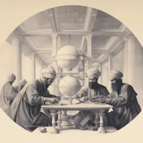 Detailed World-Building and Monochromatic Geometry: Three Men in Robes