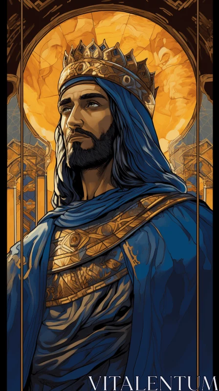 The King of Kings - A Majestic Artwork in Bronze and Azure AI Image