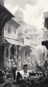 Captivating Indian Market Art: A Unique Architectural Depiction