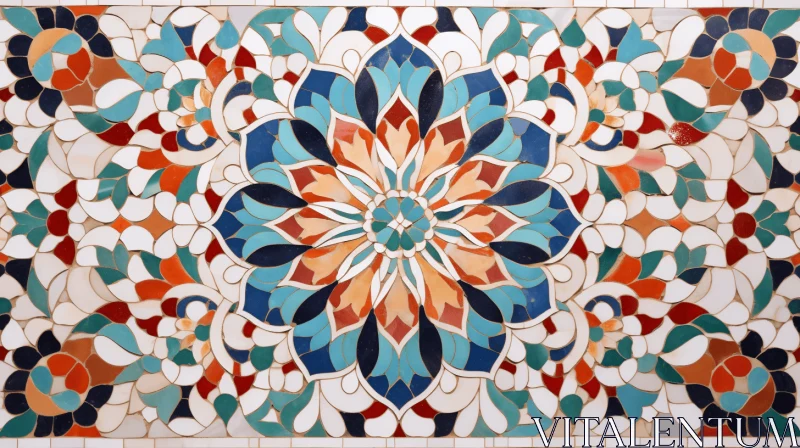 Captivating Mosaic Tile with Colorful Flower Design | Abstract Art AI Image