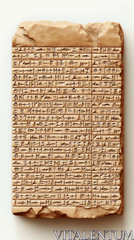 Ancient Egyptian Scribal Tablet: Mesopotamian Art in 3D Rendering AI Image
