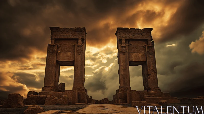 Ancient Ruins of Persia Under a Stormy Sky | Trapped Emotions Depicted AI Image