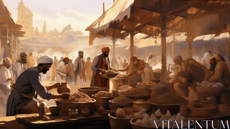 Captivating Market Scene: Realistic Fantasy Artwork AI Image