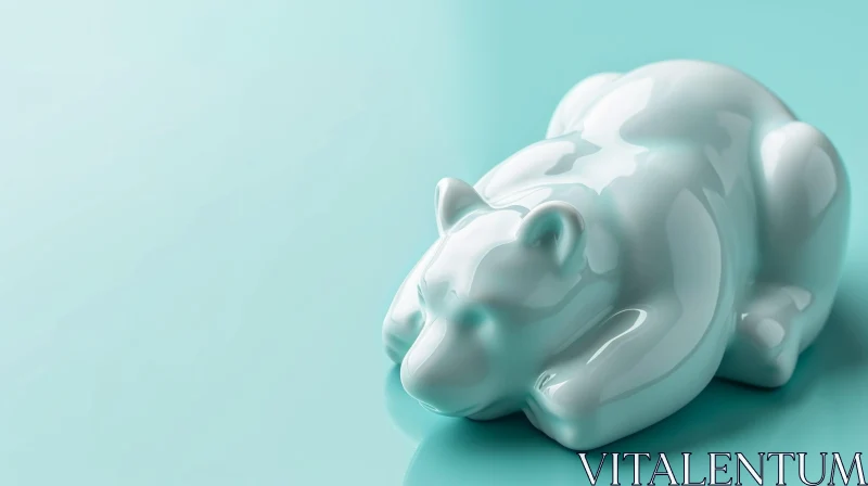 Blue Ceramic Polar Bear Figurine | 3D Rendering Art AI Image